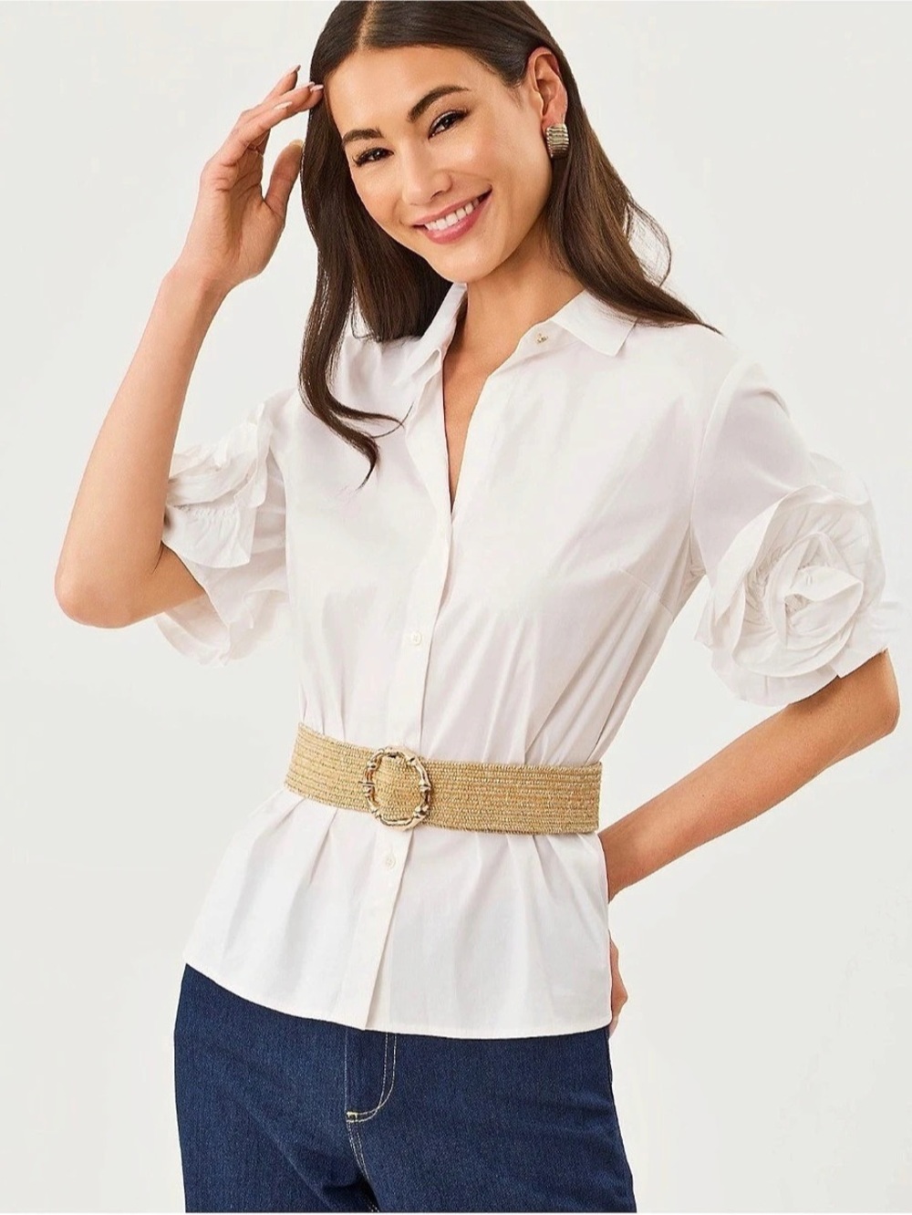 Lilly Pulitzer The Flower Lilly Shirt Ruffle Sleeve Blouse